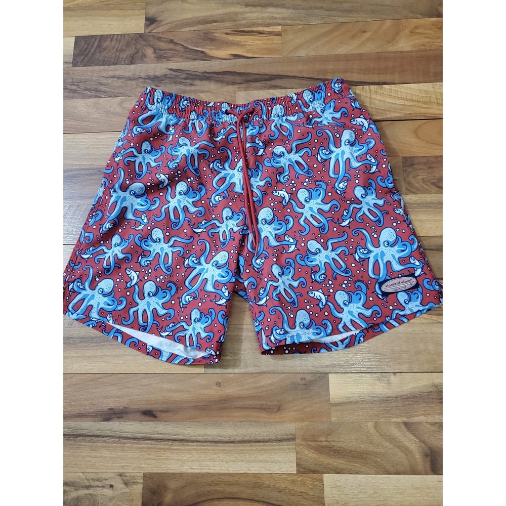 Vineyard Vines Blue Fish Octopus Print Swim Trunks Men's Size Small